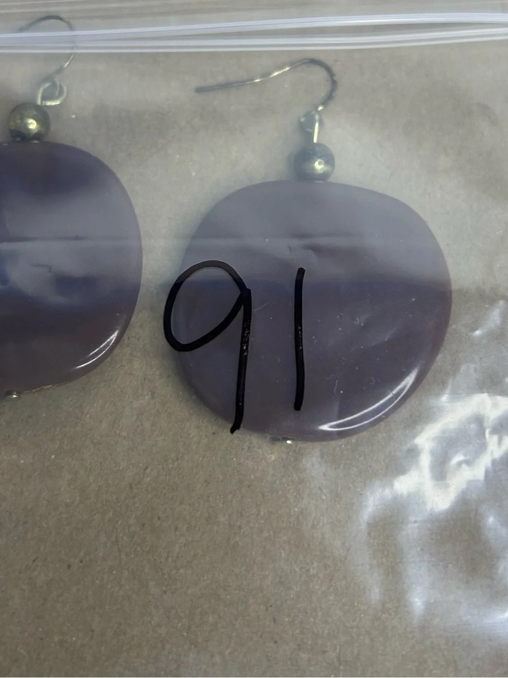 Amber Toned Resin Disc Dangle Earrings